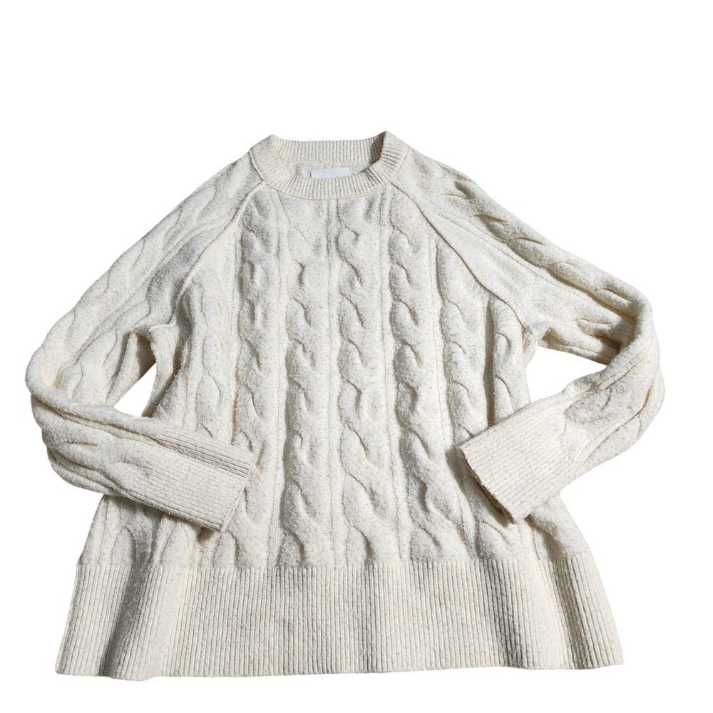 Aerie Cable Knit Sweater Womens Small‎ Cream Cozy Winter Preppy Oversized